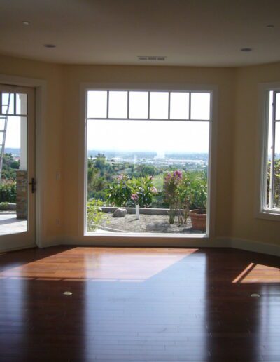 Wooden floor in the room.